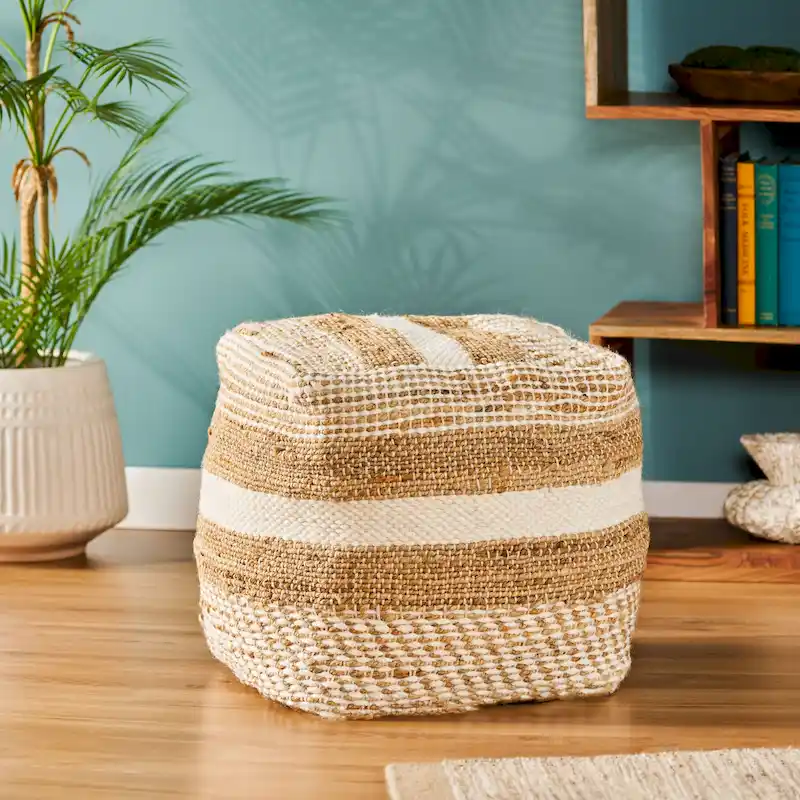 Caiman Handcrafted Boho Fabric Pouf by