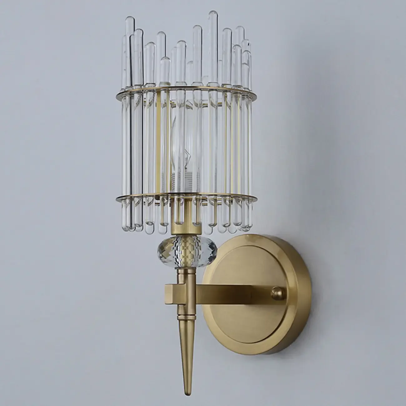 Elegant Gold Glass Wall Sconce with Rotary Switch