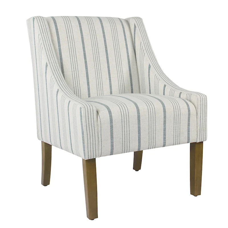 Modern Swoop Accent Chair in Blue Calypso Stripe