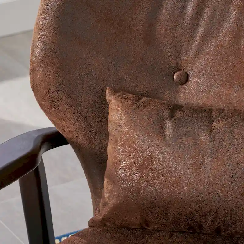 Mid-Century Modern Club Chair, Button-Tufted, Birch Legs – Slate / Brown / Mustard / Salmon, Single