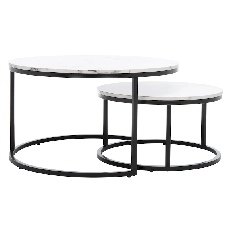 SAFAVIEH Elberta 2 Round Nesting Coffee Table - 43 L x 36 D x 18 H - 32Wx32Dx18H