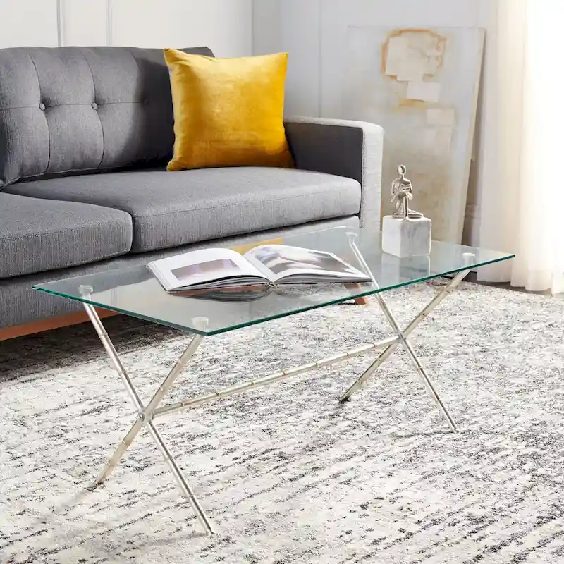 Gold/Silver & Clear/White Glass Top Metal Accent Side Table – 1 Person