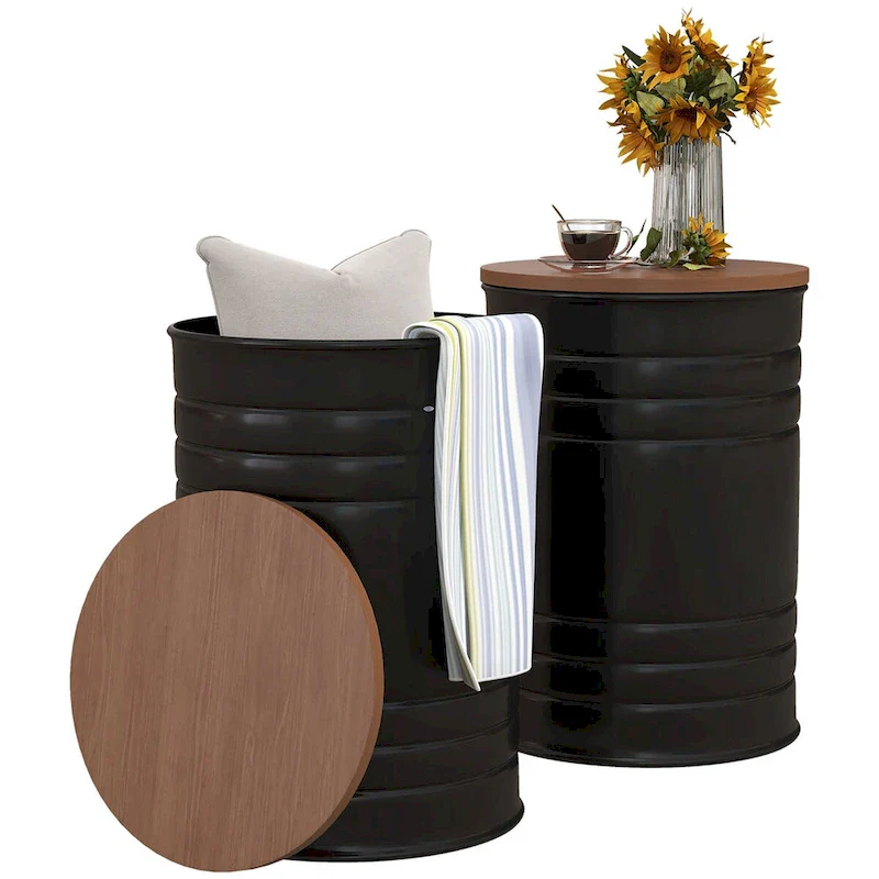 Nesting Storage Ottomans 2-Pack with Lids, Hidden Space