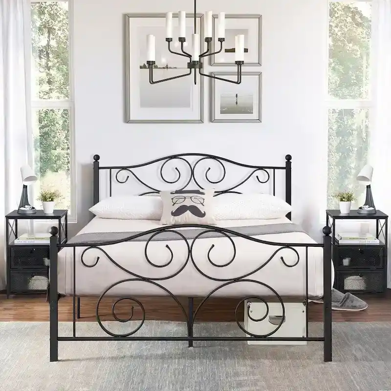 Taomika 3-Pieces Modern Bed Frame and Modern Nightstand Set
