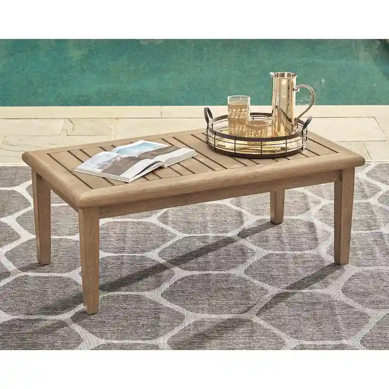 Signature Design by Ashley Gerianne Outdoor Brown Rectangular Cocktail Table - 50 W x 26 D x 18.63 H