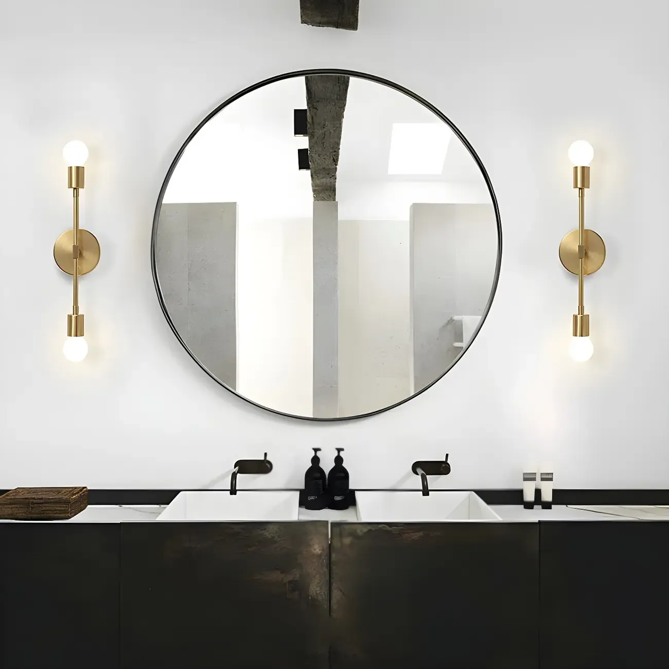 Modern 2-Light Globe Metal Bathroom Vanity Light