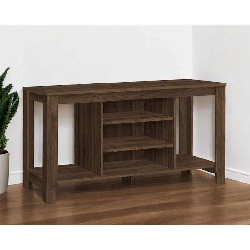 Brown Particle Wood Open Shelving TV Stand with Multi-Purpose Storage – Single