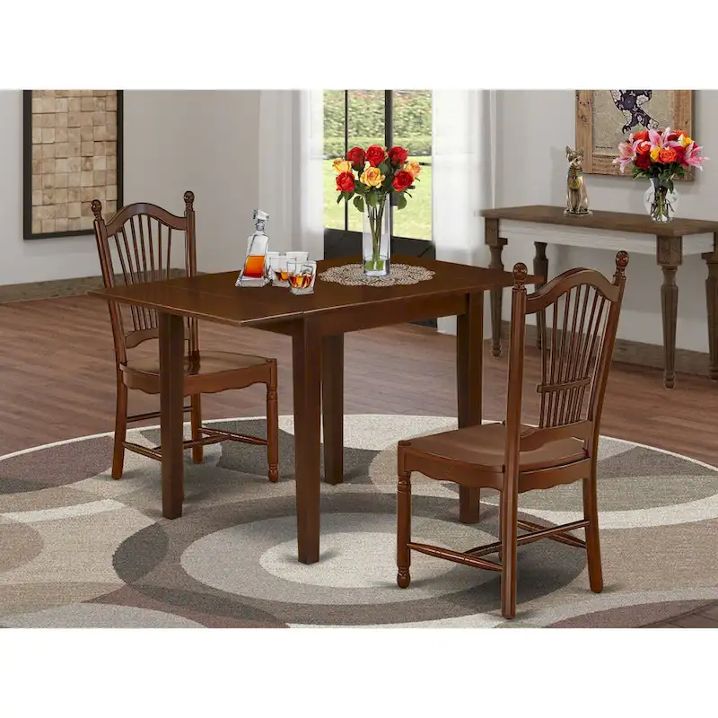 East West Furniture Dining Table Set- a Rectangle Dining Room Table and Kitchen Chairs, Mahogany (Pieces Option