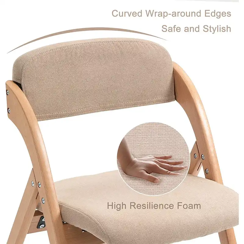 Wooden Stackable Dining Folding Chairs with Padded Seats(Set of 2)