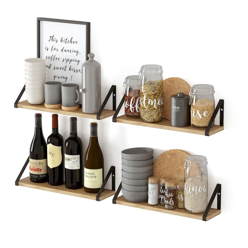 Wallniture Ponza 17inch Long, 4.5  Deep Wooden Shelves, Shelf for Kitchen