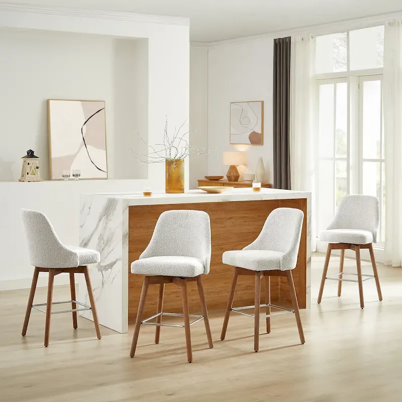 Art Leon Set of 2 Upholstered Counter Height Swivel Barstool