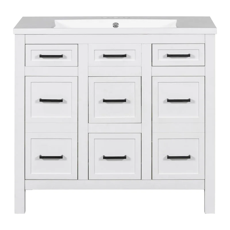 Bathroom Vanity Cabinet with Resin Integrated Sink