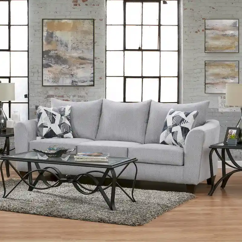 Duleek 3-Piece Living Room Set, Herringbone Silver