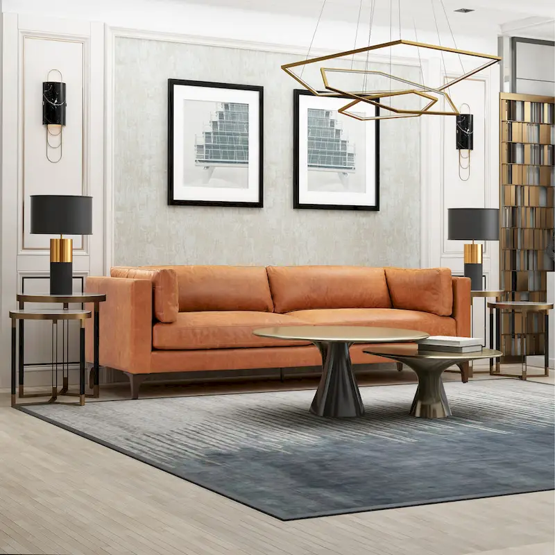 93 Sofa in Cognac Tan - Full Grain Genuine Italian Leather