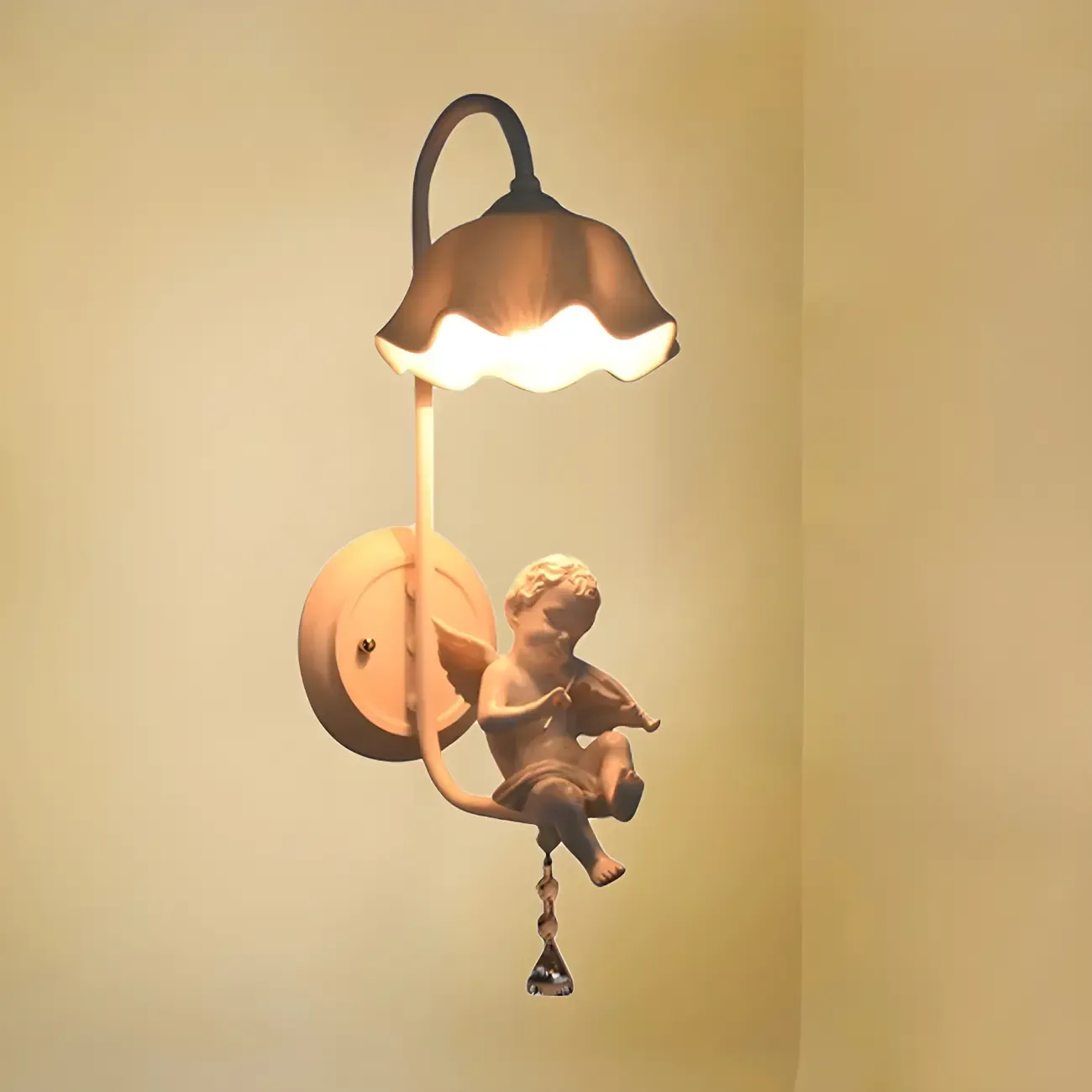 Kids Angel Ceramic Wall Sconce for Bedroom Lighting