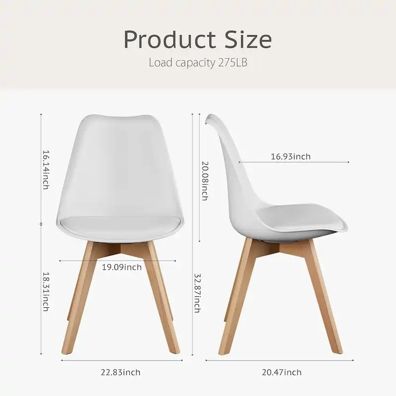 Black PU Leather Dining Chairs with Beech Wood Legs - Set of 4