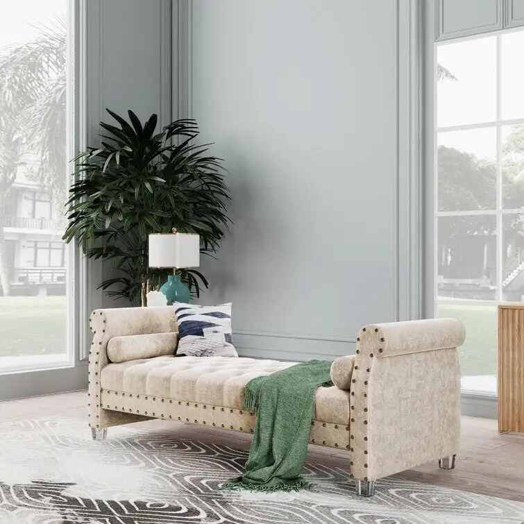 Haven Chesterfield Velvet Upholstered Bench 72  - 71.0 In. W X 28.0 In. H X 29.0 In. D