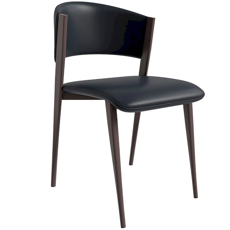 Dining Chair - Black Leather - Metal Legs