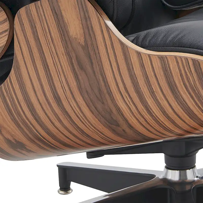 Mid-century Modern Lounger Real Leather Arm Chair and Ottoman Set