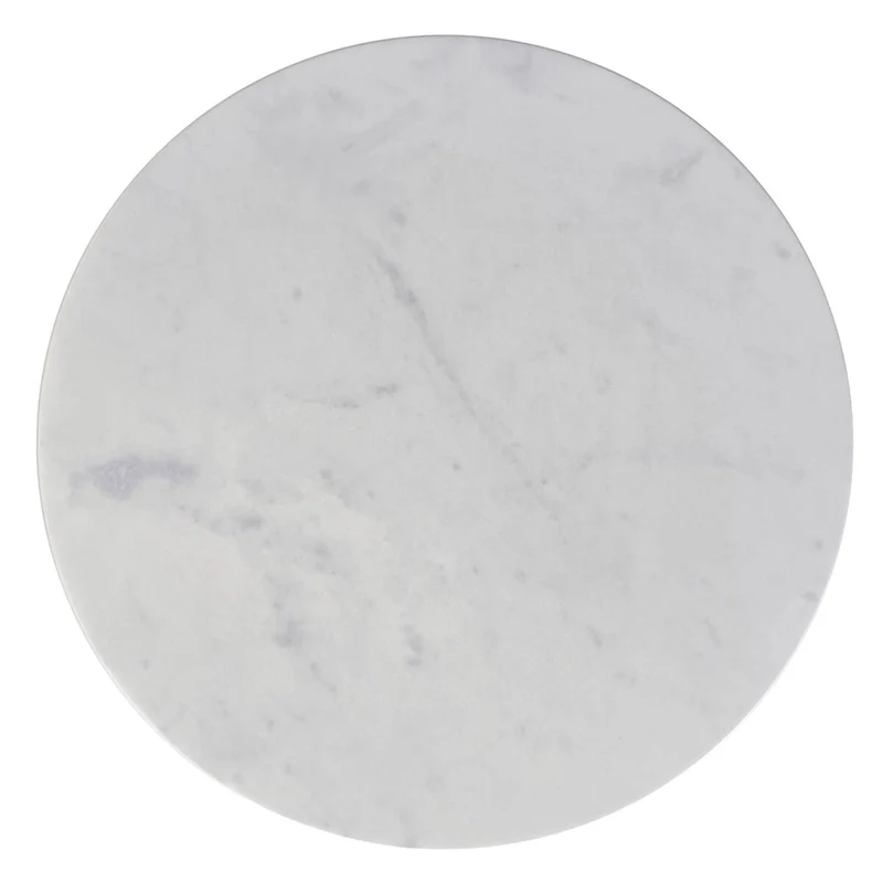 White Marble Top Side Table with Black and Gold Metal Base