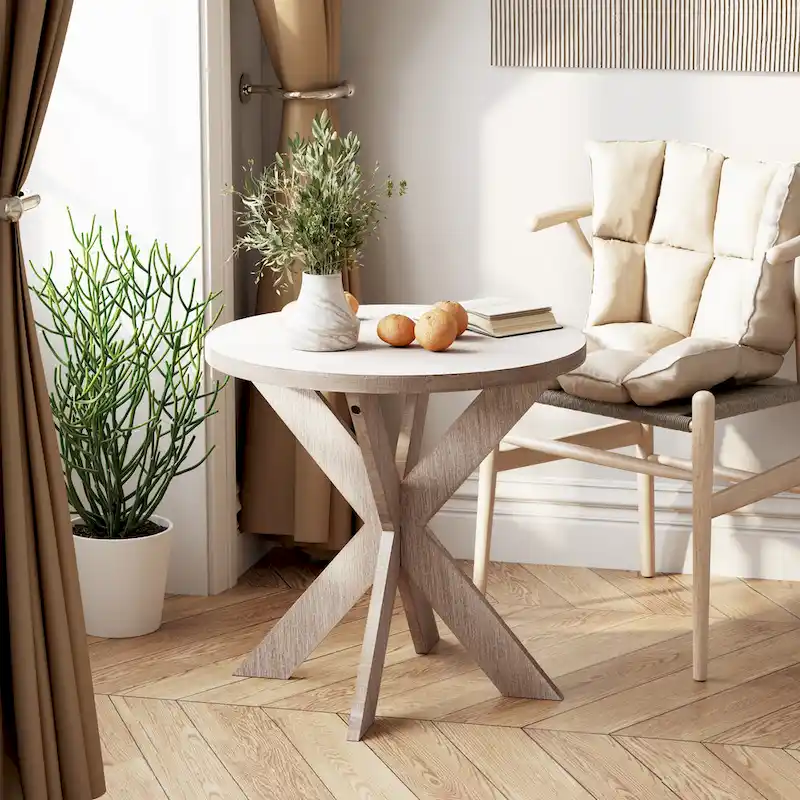 COZAYH Farmhouse Cross Leg End Table