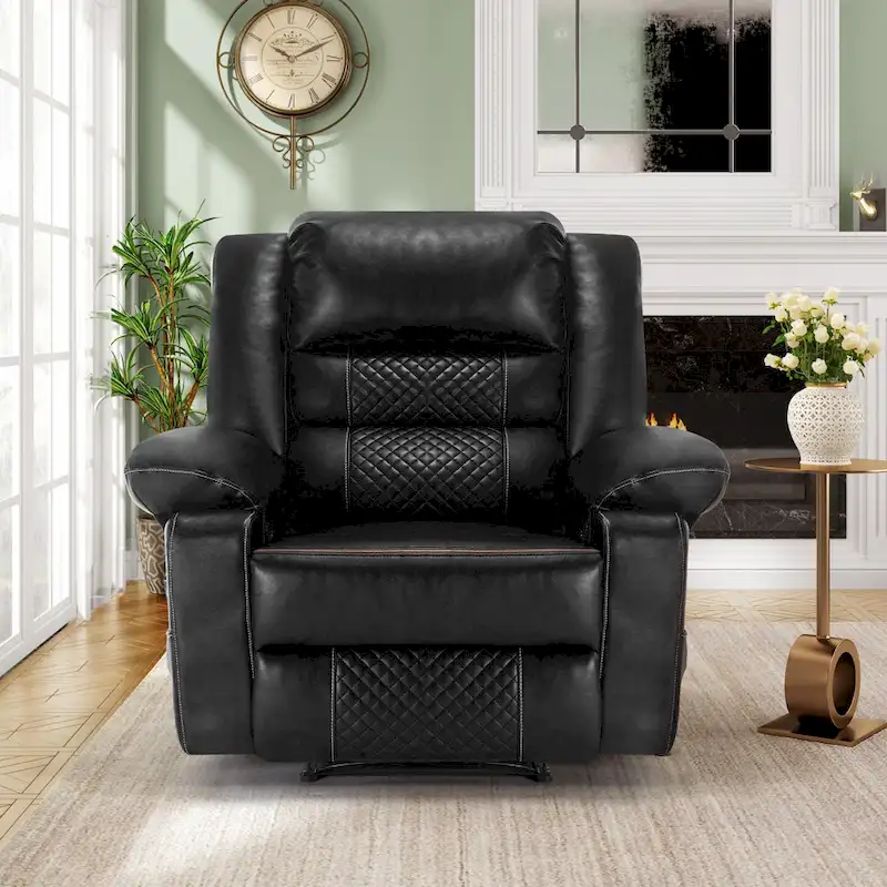 Brown Manual Leather Massage Recliner with 8-Point Vibration, Lumbar Heating, and Multi-Reclining Options