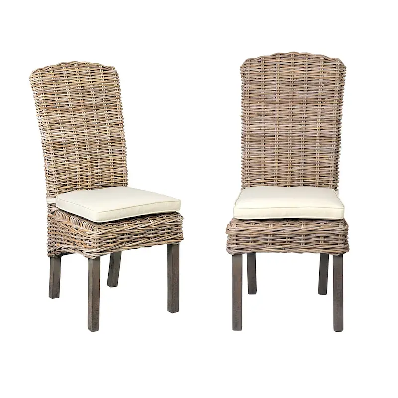 Natural Rattan Cushioned Dining Chair