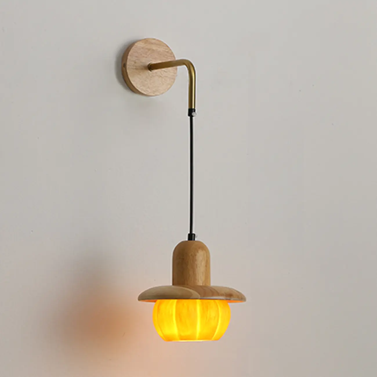 Mini Wooden Pumpkin Shape Wall Sconce for Bedroom Decor