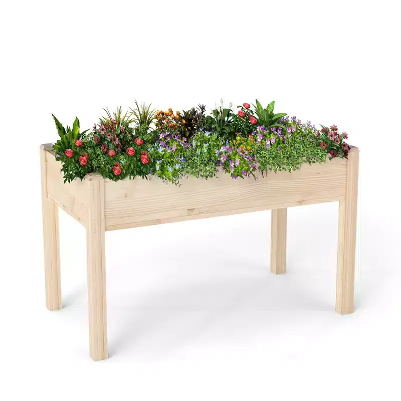 NAYSAYE Elevated Wooden Garden Bed With Legs Planter Box With Liner for Herbs Flowers Vegetables Patio Backyard Gardening, Brown, 48.23*24*29.72