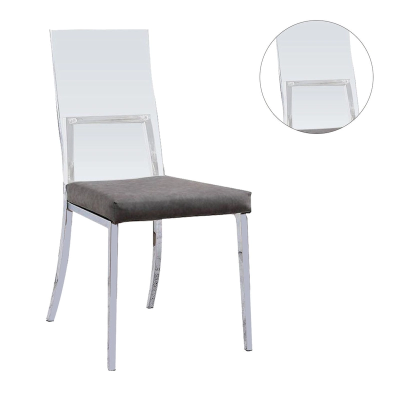 Set of 2 Acrylic and Leatherette and Metal Dining Chairs