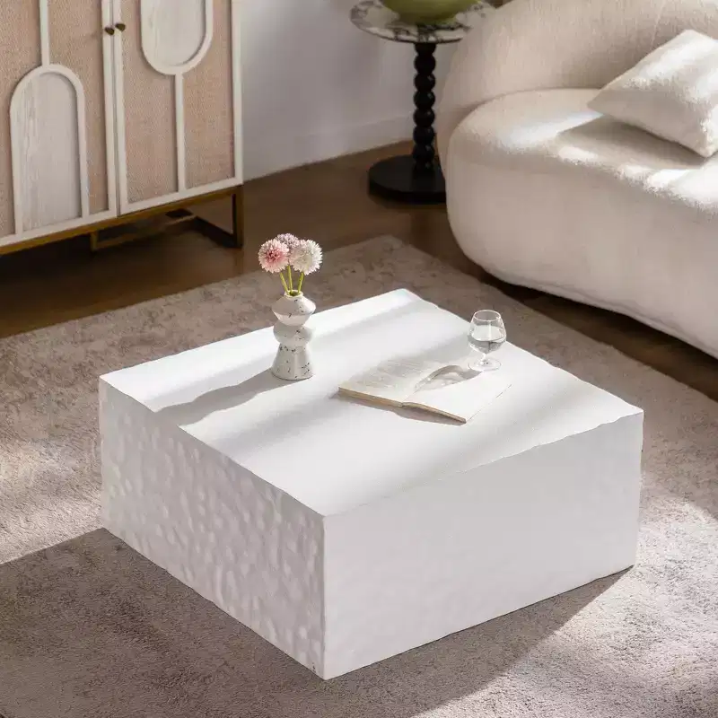Square Coffee Table with Modern Color Combination for Living Room, No Assembly Needed