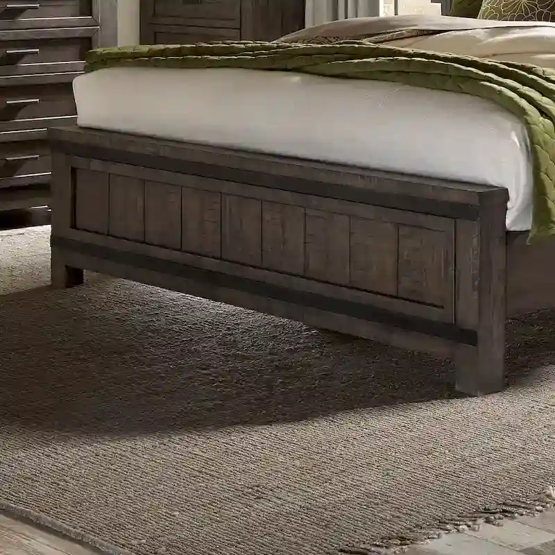 Dark Gray Rustic Panel Bed, Queen/King, 2-Person