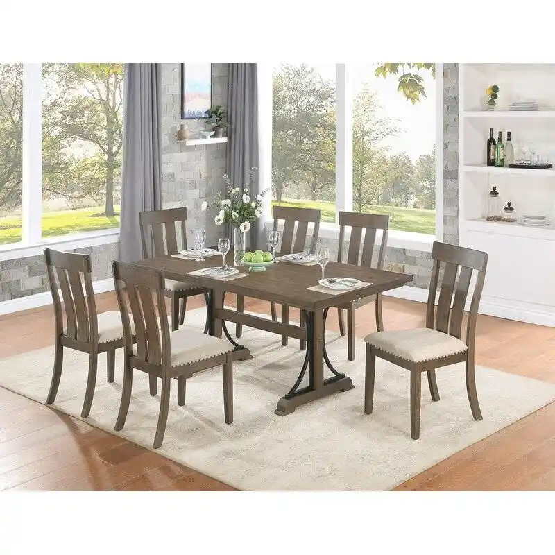 Best Quality Furniture Rustic Brown Oak Dining Sets