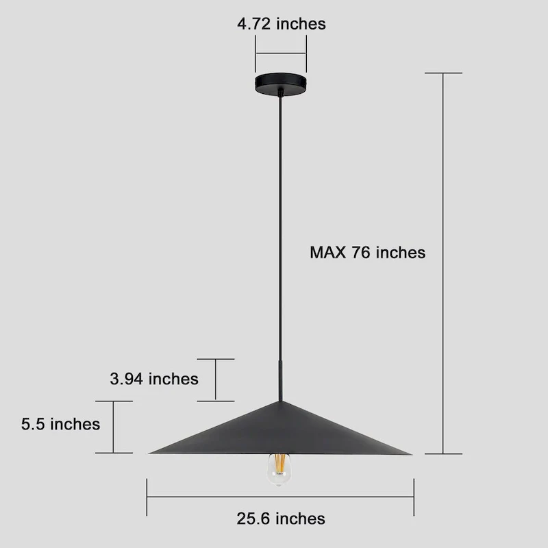 Farmhouse Single Rustic Pendant Light Black Kitchen Island Light - W25.6