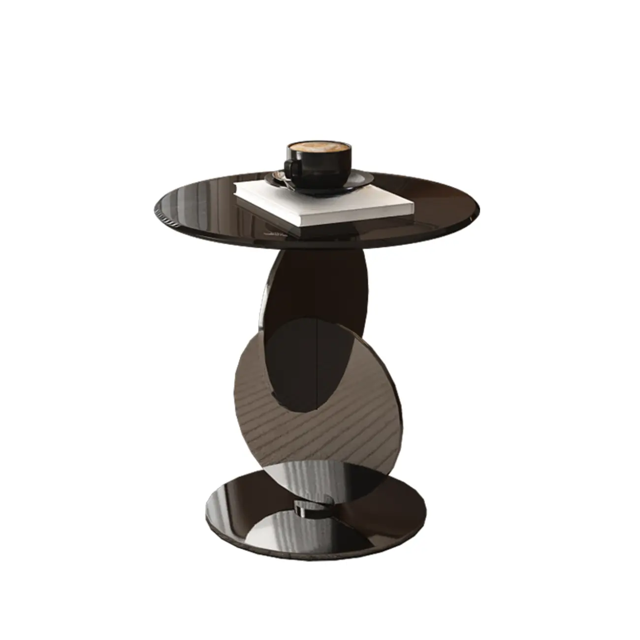 Modern Round Glass Top Stainless Pedestal Side Table