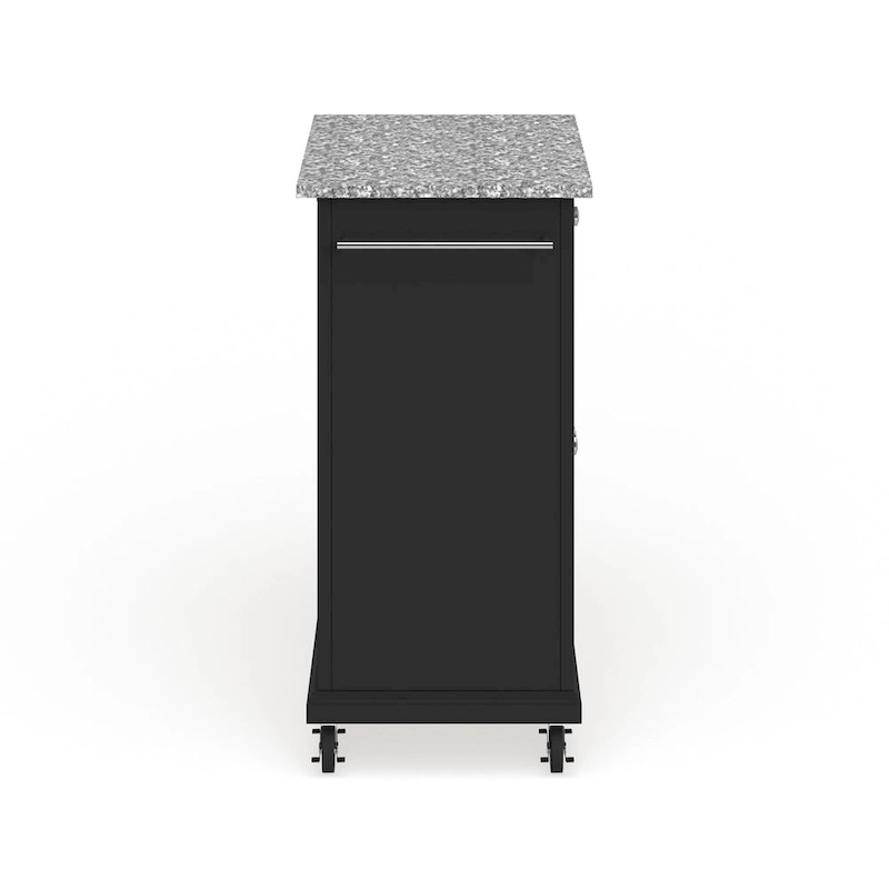 Crosley Compact Gray Granite Top Cart/ Island in Black Finish - 18d x 31w x 35.5h