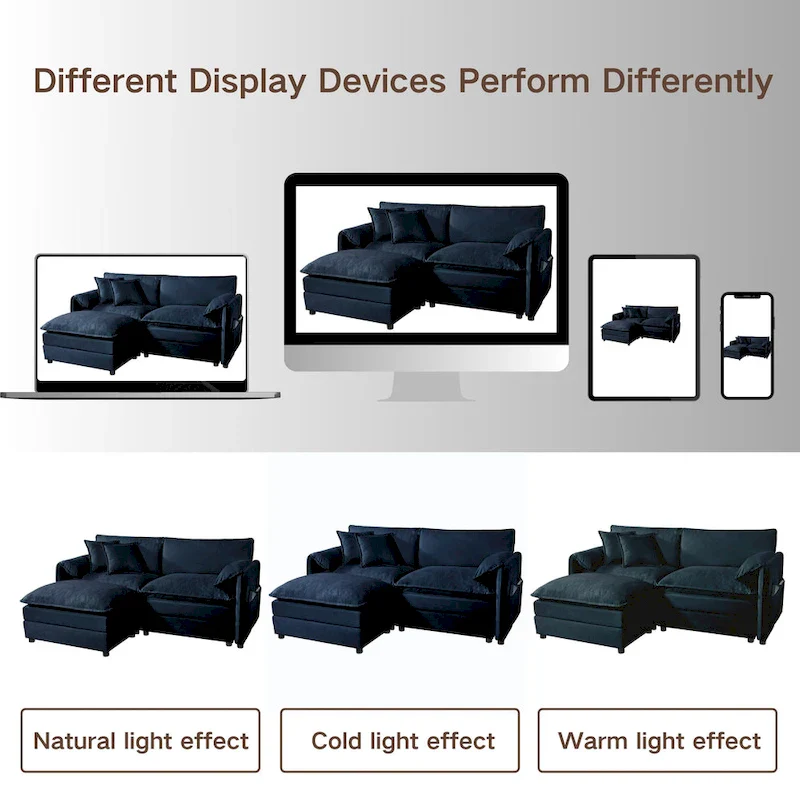 2-Piece 75.59  Chenille Cloud Loveseat Sofa Set with Deep Seat and 4 Pillows