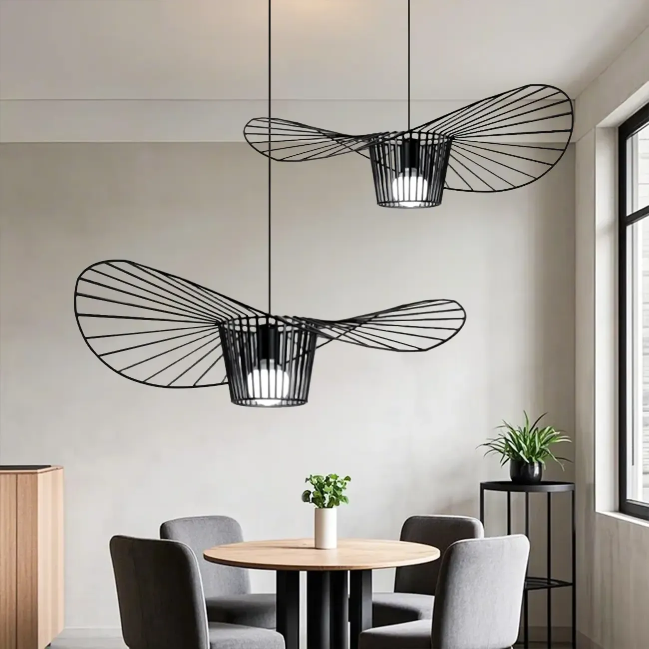 Contemporary Linear Wavey Lotus Leaf Hat Design Pendant Lamp