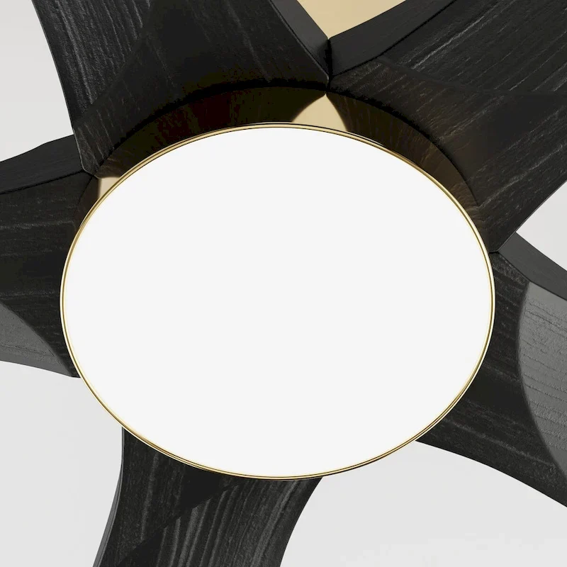 47-Inch Ceiling Fan with Wooden Blades and Dimmable LED Light - Black