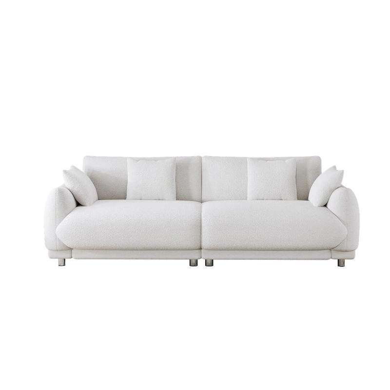 86.6  Modern Teddy Velvet Triple Sofa with 4 Pillows and Metal Legs