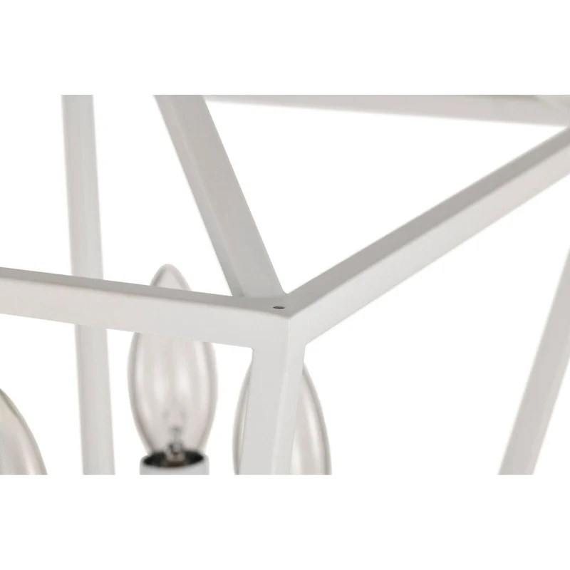 Renzo 12 in. 4-Light Farmhouse White Pendant Light with Caged Metal Shade - N/A