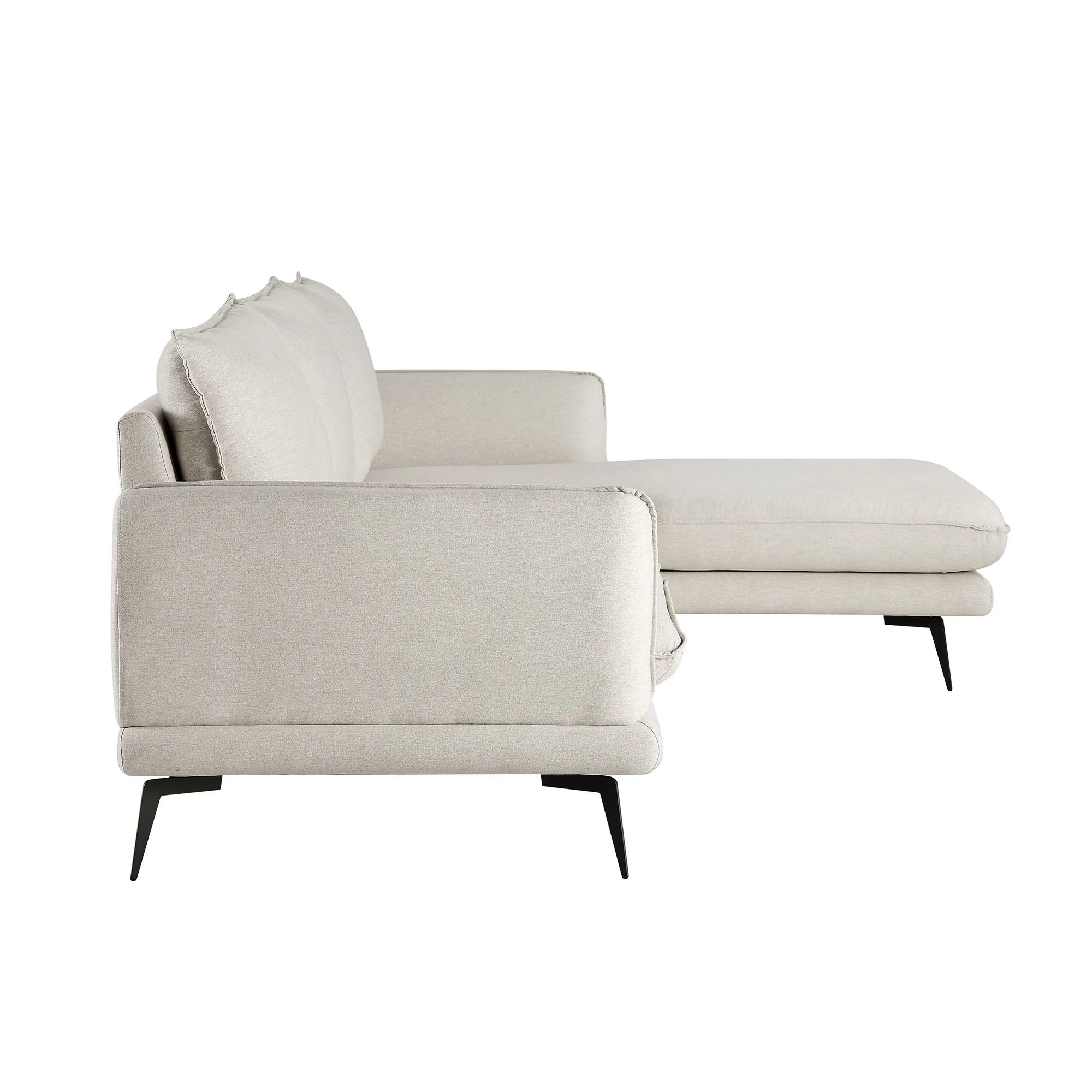 Oatmeal Fabric Sofa, Grande Chaise Sofa Right Hand Facing