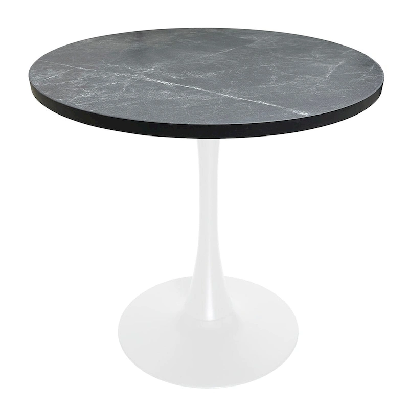 Bristol 36 Round Dining Table for 4 with MDF Top and Modern White Iron Base for Kitchen & Dining Room