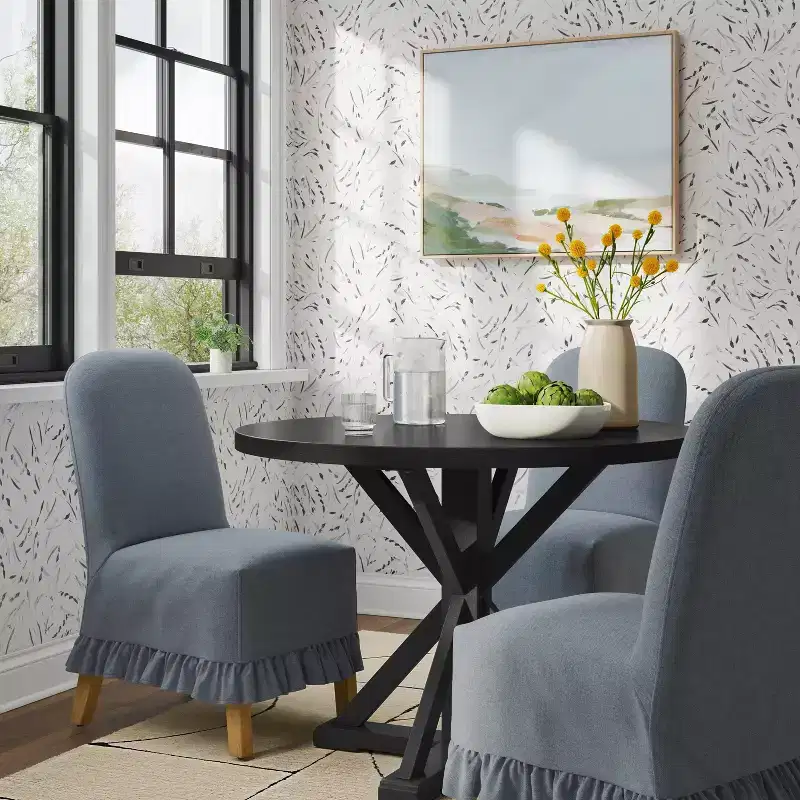 Rounded Back Slipcovered Dining Chair with Ruffle - Threshold