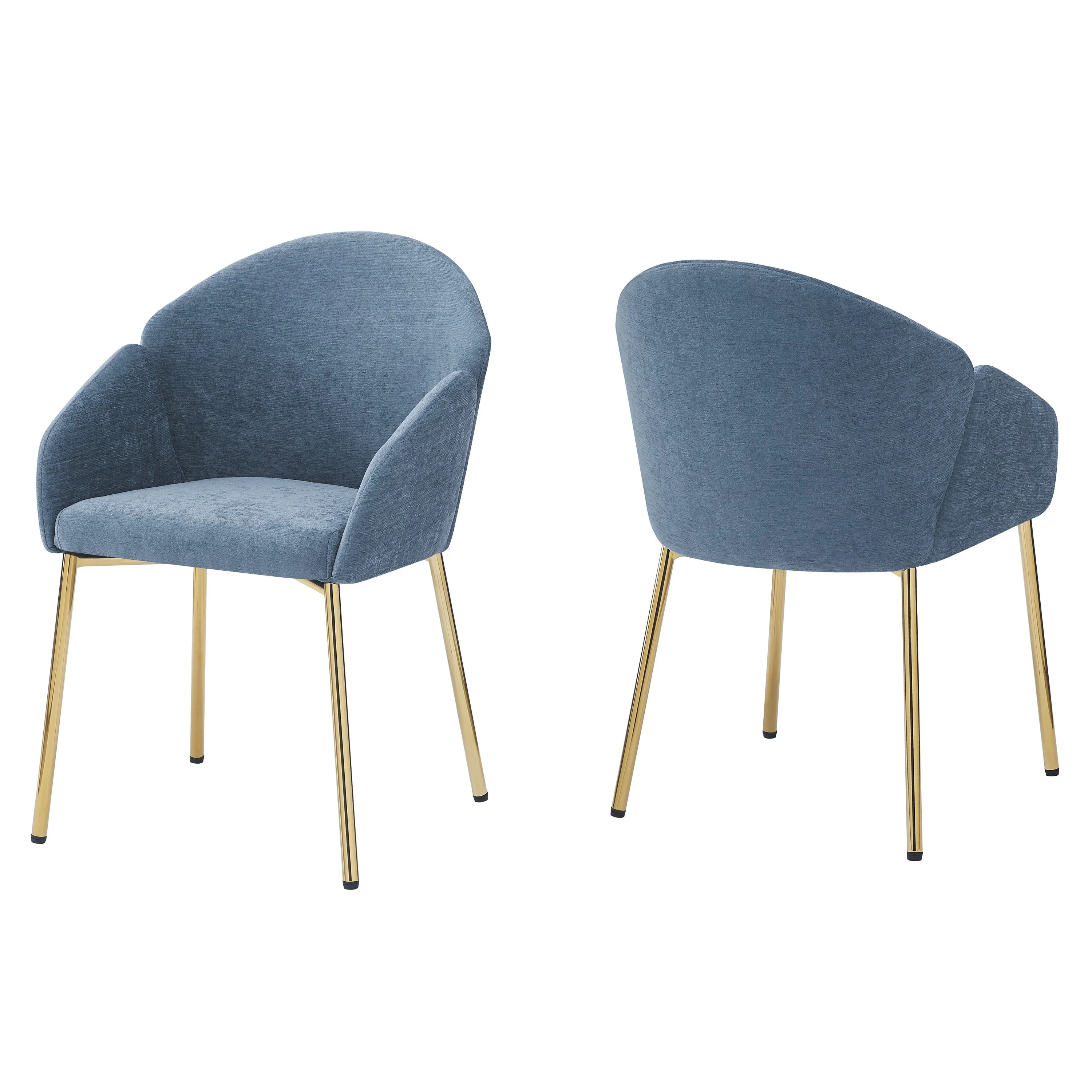 Luxury Polyester Round Back Dining Chairs, (Set of 2)