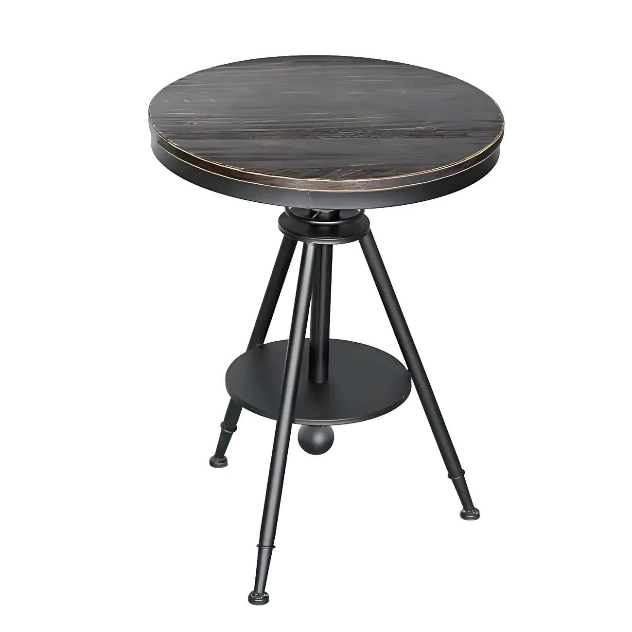 Industrial Adjustable Height Small Bar Table Wood Table Top