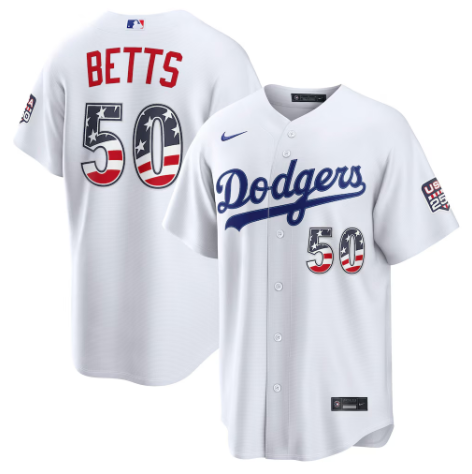 Mookie Betts Los Angeles Dodgers USA 250 Fourth of July Home Stadium Jersey - White