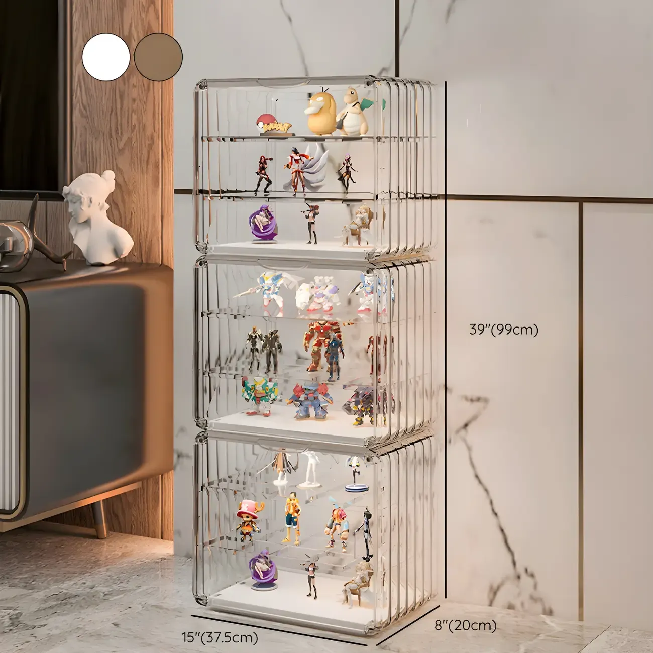 Stylish Stackable Green Clear Acrylic Display Cabinet