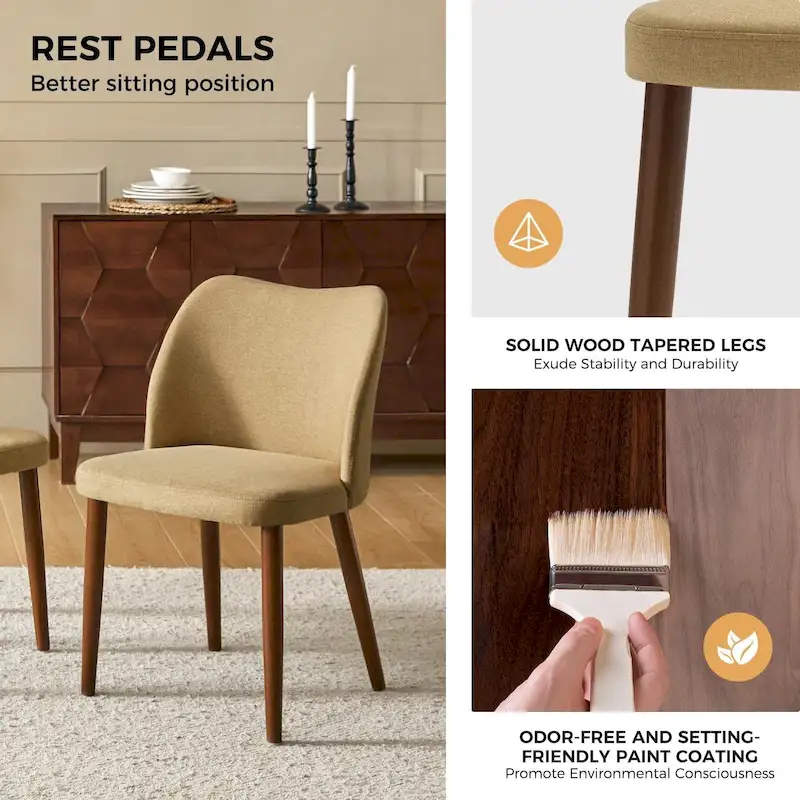 Melisa Upholstered Solid Wood Dining Chair Set of 2 by HULALA HOME