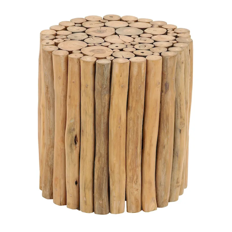 Teak Wood Handmade Side End Accent Table with Stick Cluster Design - Brown - Roche River Decor
